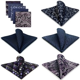 SHLAX&WING 5 Pieces Assorted Mens Silk Pocket Square Handkerchiefs Set 75