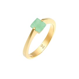 Elli Elli Premium Ring Women's Classic Pyramid Elegant with Jade Gemstone in 925 Sterling Silver Gold-Plated, Jade