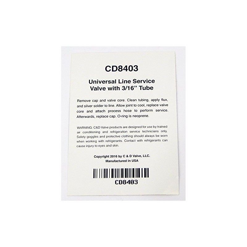 C&D Copper Tube Access Valve 3/16 CD8403 Package of 6