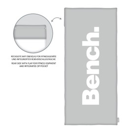 Bench 6912601547 Urban Grey Sports and Fitness Towel Approx. 50 x 110 cm + 15 cm Flap 100 % Polyester Back with Cover for Fitness Equipment Integrated Zip Pocket Colour: Grey