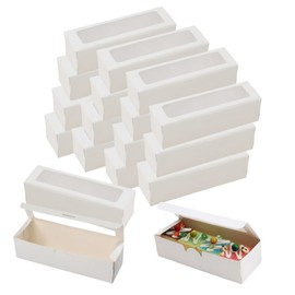 DODXIAOBEUL 20 Pcs White Muffin Boxes,2x2x7 Small Pastry Boxes with Window,Small Bread Box,For Macaron,Small Bread,Cookies,Candy,Chocolate,Baked Goods Packaging Takeout Boxes