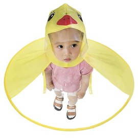 UOPR Raincoat, Kids' Cute, Duck Rainwear, Ultra Lightweight, Rain Poncho, Kappa, Rain Gear, School Bag, Portable and Convenient, Free Hands, Waterproof, For Children, UFO Shape, Girls, Boys, Rainy