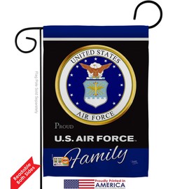Breeze Decor GS108414-BO Air Foece Proudly Family Americana Military Veteran Armed Forces Decorative Gift Vertical 13" x 18.5" Double Sided Garden Flag Set Metal Pole Hardware Made in USA