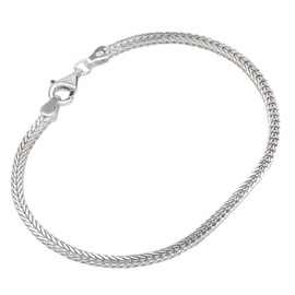 NKlaus Bracelet 925 Sterling Silver 19 cm Foxtail Chains Flat Women's Bracelet Exquisite 12318, Sterling Silver