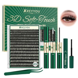 KEYYOU LASH Kit De Pestañas Postizas Con Efecto 3D, 280 Unidades, 100D, Rizo D, Mezcla De 9 A 18, Pestañas Individuales, Pestañas Tenues, Volumen, Extensiones De Pestañas Naturales Y Suaves (Kit 3D: 1