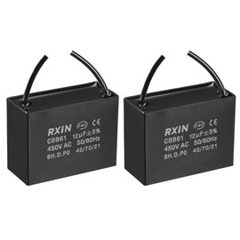 YOKIVE 2 x Ceiling Fan Capacitor CBB61 Metallised Polypropylene Film Capacitor Great for Fans Pumps Engines Running (12uF 450V AC 2 Wires 50/60Hz)