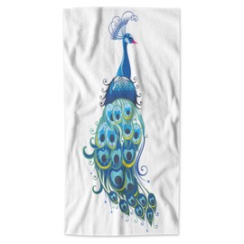 AOYEGO Peacock Hand Towel Blue Peacock Bird Feather Decorative Soft Highly Absorbent Bath Towels Home Hotel Spa Bathroom Towel 15x30 Inch