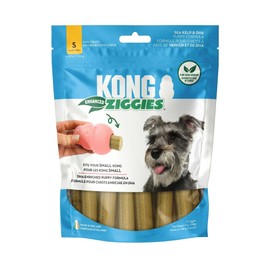 KONG- Golosinas para Perros Puppy Ziggies para la Limpieza Dental Mejorada - Se Pueden Usar como Juguetes clásicos de Goma (pequeños)