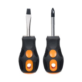 Invero Set of 2 Handy Short Compact Screwdriver Set - Ideal for General Use and Confined Spaces