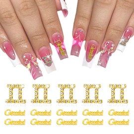 MOLILON 15pcs 3d Gold Gemini Nail Charms 5pcs Zodiac Signs and 10pcs Zodiac Letter Nail Studs Rhinestones Crystal Alloy Twelve Constellation Charms for DIY Crafts Jewelry Decoration Nail Supplies
