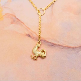 Vintageparts Anhänger als Hahn 18k Gold beschichtet 2 Stück zum Schmuck selber basteln