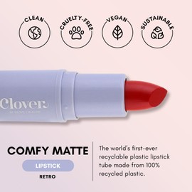 Clover Comfy Matte Lipstick | Non Drying Lipstick, Moisturizing And Lightweight, High Pigmented Lipstick | Cruelty-Free & Vegan Lip Makeup | Shade - Retro