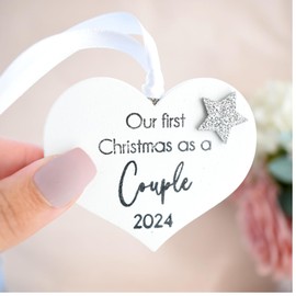 Our First Christmas As A Couple 2024 Hanging Bauble Decoration. Boyfriend Girlfriend Partner Keepsake. Hanging Christmas Tree Ornament. Xmas Decor for the Couple