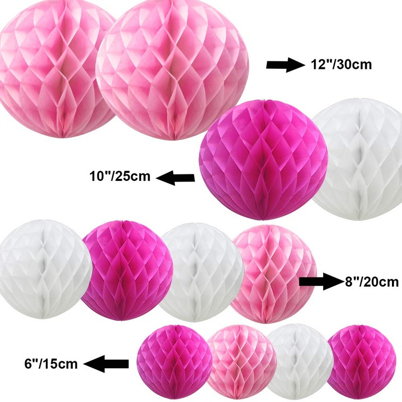 Time to Sparkle 12 Pack Tissue Paper Honeycomb Balls, Poms