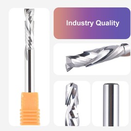 SpeTool 1/4 Inch Shank Up & Down Cut Spiral Router Bit, 1 Inch Cutting Length, 2-1/2 Inch Total Length, HRC55 Solid Carbide End Mill for Woodworking