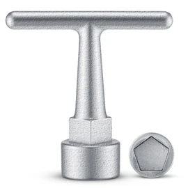 Enhon Curb Box Wrench for Pentagon Curb Boxes, Water Meter Wrench for Penta Socket, T Handle Penta Tool, Water Valve Shut Off Tool(1 Pack,Silver)