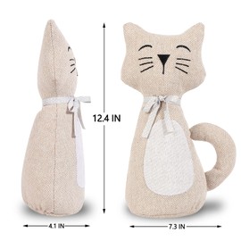 Sanlykate Fabric Decorative Door Stopper, 1.8LB Cute Interior Animal Doorstops, Anti Collision Heavy Duty Door Stoppers for Home, Book Stopper Weighted Floor Wall Protector, Cat Beige Yellow