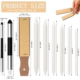 9 Piece Paper Wiper Set, Drawing Accessory Set, 8 Different Paper Wipers Pencil, Mixing Sticks for Drawing, Pen Sketch Drawing Tools for Wiping, Correcting, Art, Drawing, Artists, Crafts