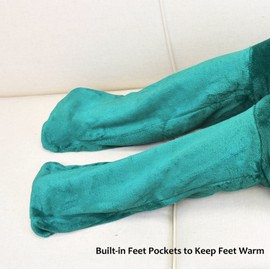 Catalonia Wearable Fleece Blanket with Sleeves and Foot Pockets for Adult Women Men,Micro Plush Comfy Wrap Sleeved Throw Blanket Robe Large,Green