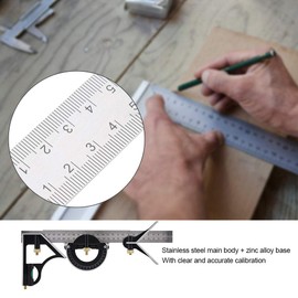 Adjustable Combination Square, 300mm Multifunctional Combination Angles Ruler for Carpenter Tools, Right Angle Ruler Engineer Measuring Tool Woodworking Tools (300MM