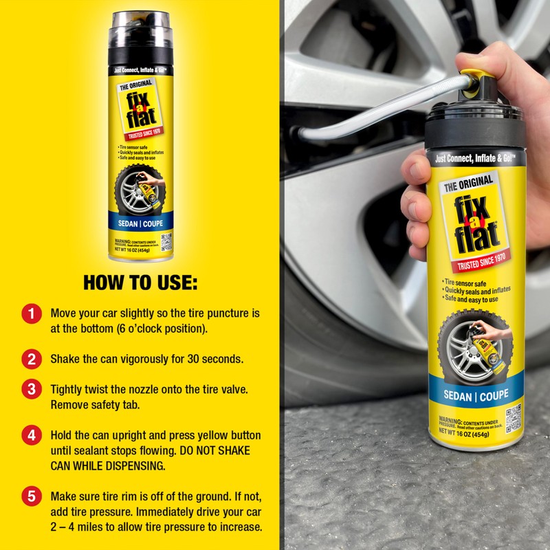 Fix-A-Flat Aerosol Tire Repair and Inflator, Eco-Friendly Formula, 16 oz,