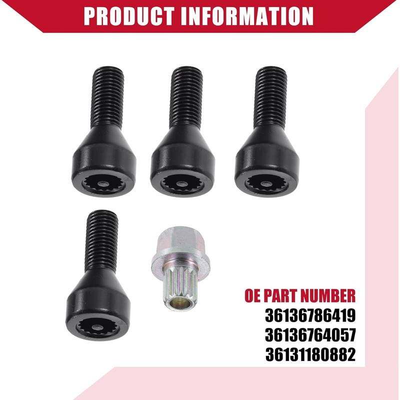 Dixhills Locking Wheel Bolt Locks Nuts Tool Set M12 x