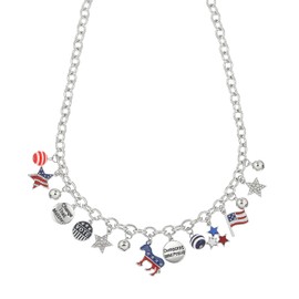 Madison Tyler American Donkey Pendant Necklace for Women | Patriotic Silver Star Link Necklace | 2024 Presidential Election Collection Necklace for Women Jewelry Gift
