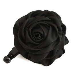 VINGTAINE H-194 Satin Rose Banana Clip Hair Clip, Black