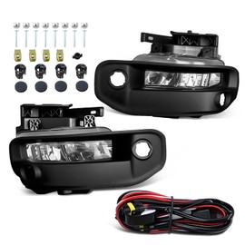 Yunnergo Fog Light Compatible with 2019 2020 2021 2022 RAM 1500 Front Bumper Driving Lamp Assembly w/Clear Lens & Wire Harness Kit CH2592158 CH2593158 Not Halogen Left and Right Side
