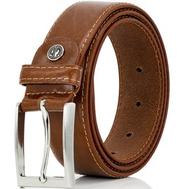 LINDENMANN Men's Leather Belt 35 mm Wide Belt Cowhide Leather Belt Cognac, brown