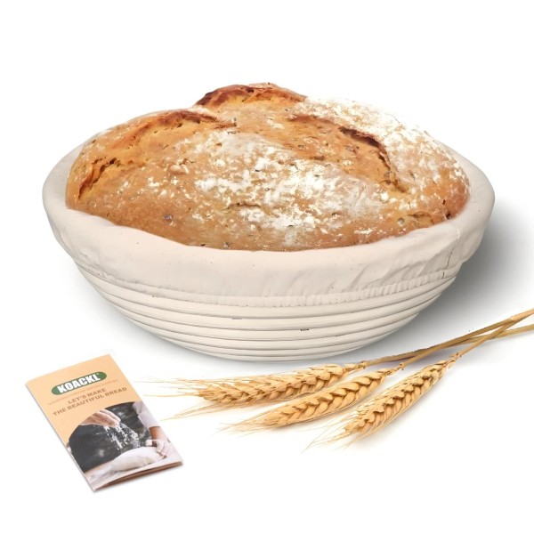 Koackl Banneton Bread Proofing Basket,9 Inch Round Banneton Basket, Sourdough