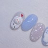 Melting Fluffy Snowman Handmade Nail Tips Winter Snowman Nails -