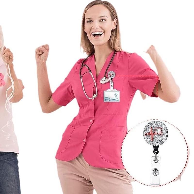 Visxcnu 2 x Retractable ID Card Holder Nurse for Doctor