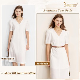 JASGOOD 4 Pack Women's Elastic Skinny Belt Fashion Alloy Buckle Stretchy Thin Waist Belts for Dresses