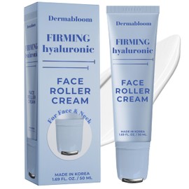 Dermabloom Hyaluronic Acid Face Roller Cream – Hydrates, Plumps, Firms, Depuffs – Dermatologist Tested, Anti-Aging, Korean Skin Care – Vegan, Clean Beauty, Non-GMO, 95% Natural – 1.69 Fl Oz