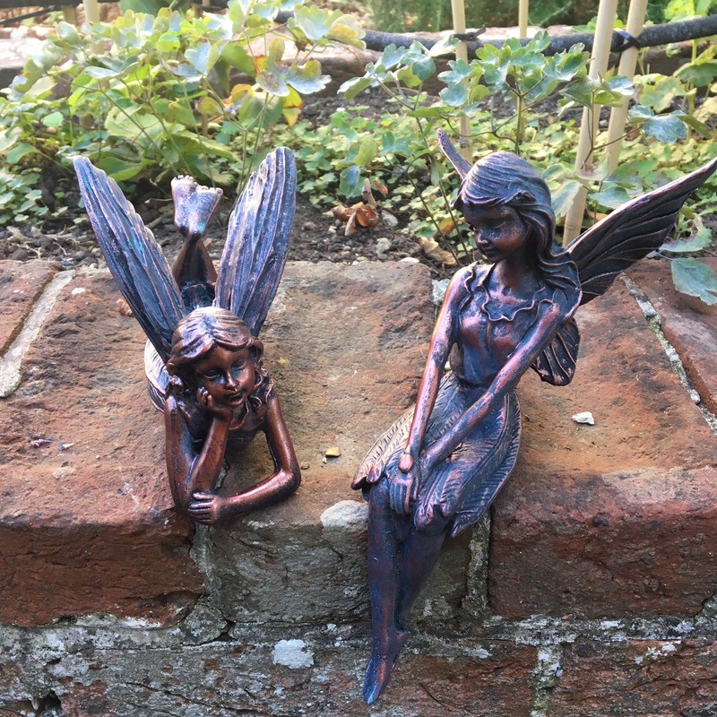 Set of 2 Garden Fairy OrnamentS 12cms tall/Statue Angela and