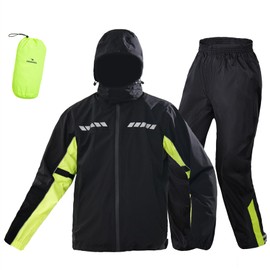 VIKAMAKA Rain Suit for Men Women, Waterproof Rain Jacket Pant for Motorcycle Golf Hiking Cycling Rain Gear Coat (Fluorescent Green, M)