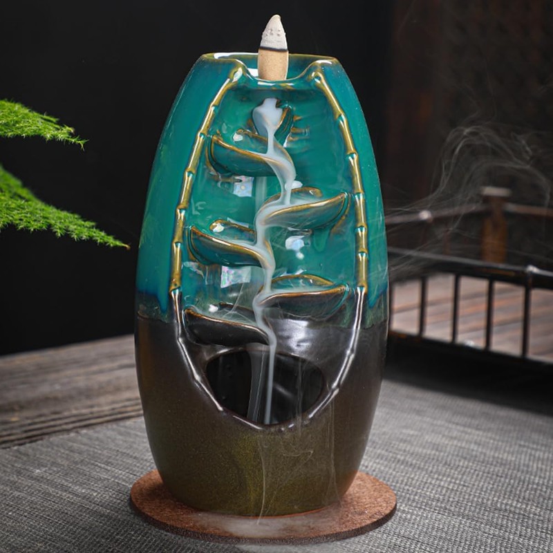Ceramic Waterfall Backflow Waterfall Smoke Backflow Incense Burner Home Decor,Bedroom