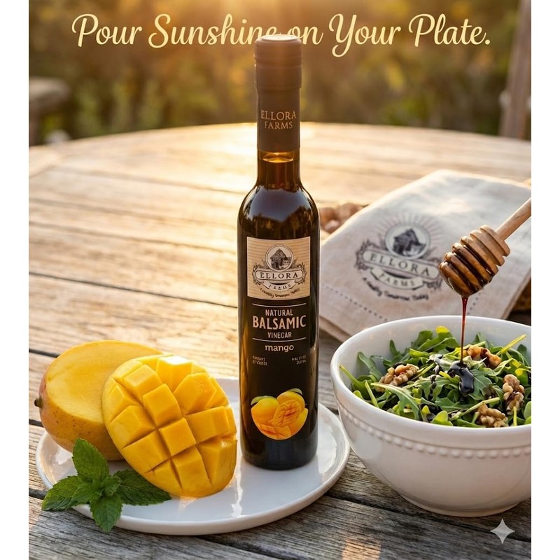 Ellora Farms, Mango fruit Infused Greek Balsamic Vinegar, thick and