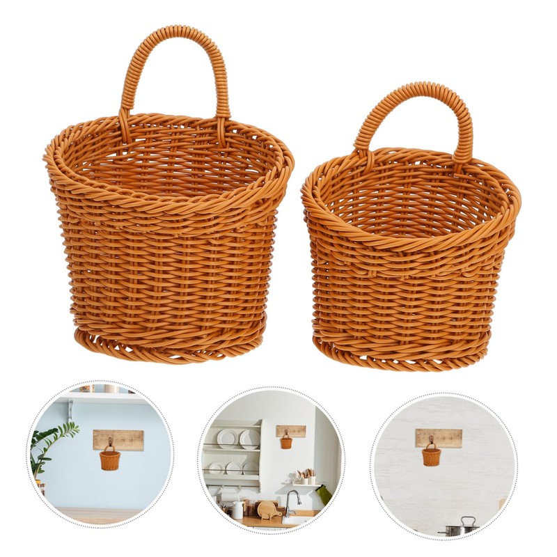 ULTECHNOVO 2Pcs Wall Hanging Flower Baskets Woven Storage Baskets for