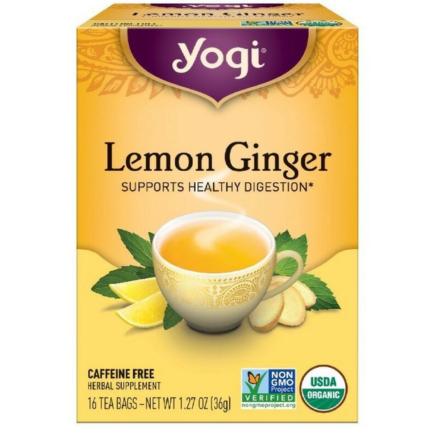 Pack of 1 x Yogi Tea Lemon Ginger - Caffeine Free - 16 Tea Bags