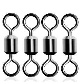 100pcs Rolling Fishing Swivels With Solid Rings Fishing Line to Hook Clip Swivels Connector Carp Fishing Terminal Tackle Accessories (4#-100pcs)