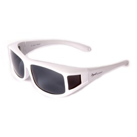 Rapid Eyewear Sunglasses Polarised White Over Glasses. Sunglasses that fit over your own glasses. For men and women who wear glasses. Over goggles for sports, cycling, driving etc