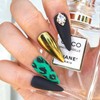 Green Leopard Handmade Nail Tips - Long Point / 그린