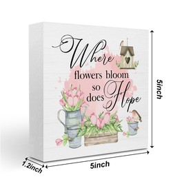 Spring Farmhouse Shelf Decor for Home Spring Sign Decorations Home Office Cubicle Desk Decor for Women Kitchen Dresser Bookshelf Bedroom Tabletop Spring Decor