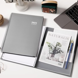 2025 Planner - Weekly and Monthly Planner 2025, 9” × 11”, Planner 2025 from JAN. 2025 to DEC. 2025, Inner Pocket, Premium Paper, Twin-wire Binding, Make Life Productive - Gray