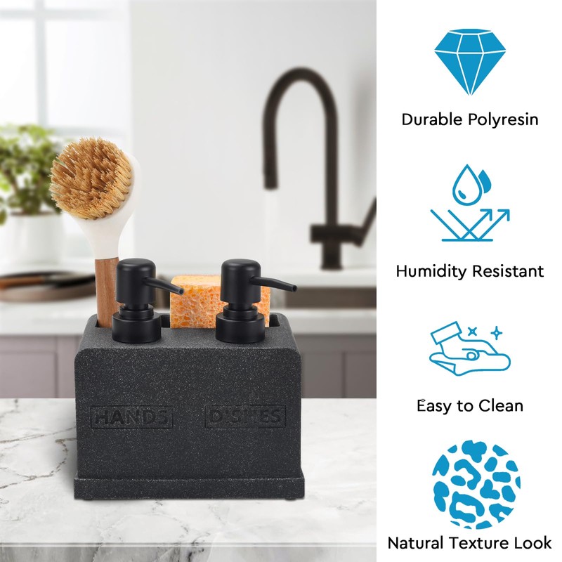 Kitchen Soap Dispenser Set,Hand and Dish Soap Dispenser,Sponge Caddy and