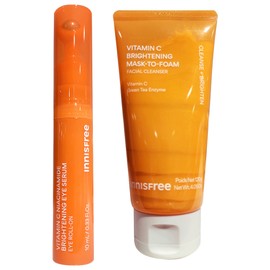 Innisfree Vitamin C Niacinamide Brightening Eye Serum 10mL + Vitamin C Brightening Pack to Foam 120g 2 types / 이니스프리 비타민C 나이아신아마이드 브라이트닝 아이세럼 10mL+비타민C 브라이트닝 팩투폼 120g 2종 구성