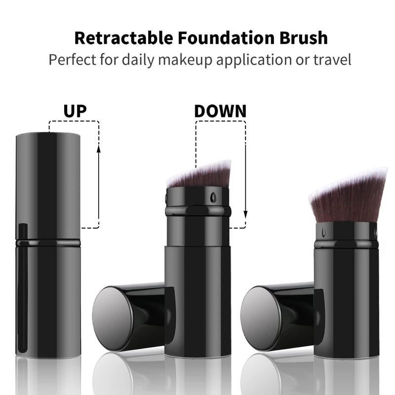 Falliny Retractable Foundation Makeup Brush, Travel Angled Kabuki Powder Brush