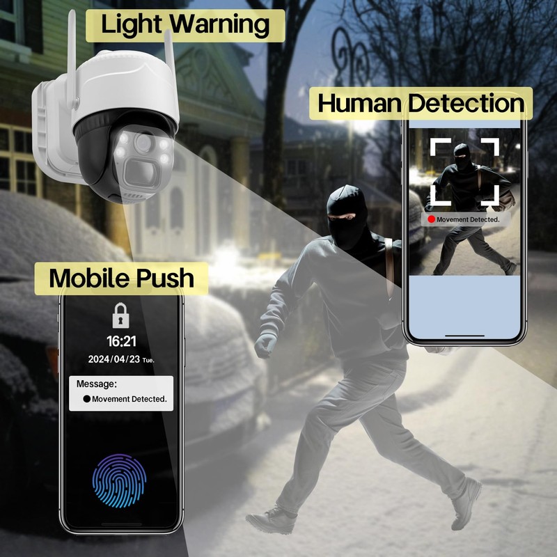 Taishixing 2K Wireless Solar Security Cameras Outdoor, 2 Pack Home